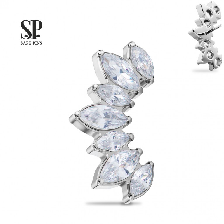 Кластер Great Marquise безрезьбовой с кристаллами Clear CZ