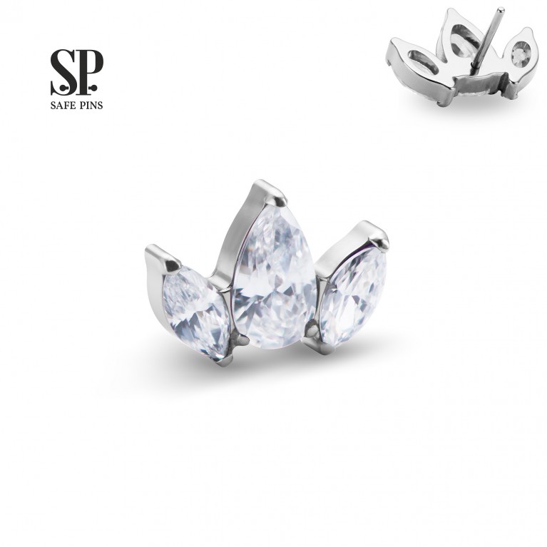 Кластер Marquise Pear безрезьбовой с кристаллами Clear CZ