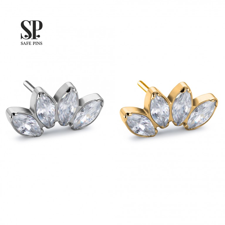 Кластер Quadruple Marquise безрезьбовой с кристаллами Clear CZ