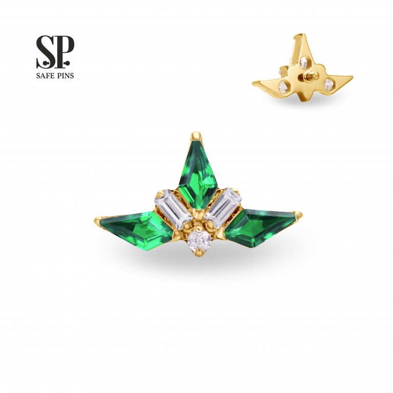 Кластер Rhombus с кристаллами CZ (Gold PVD)