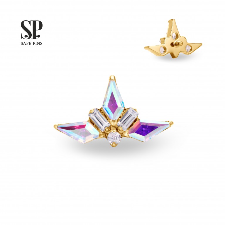 Кластер Rhombus с кристаллами CZ (Gold PVD)