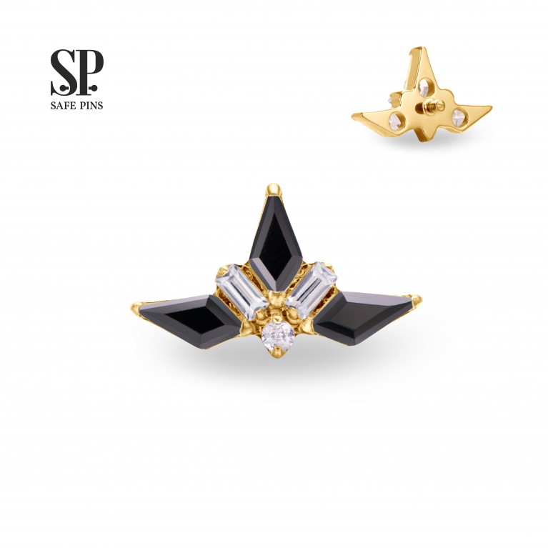 Кластер Rhombus с кристаллами CZ (Gold PVD)