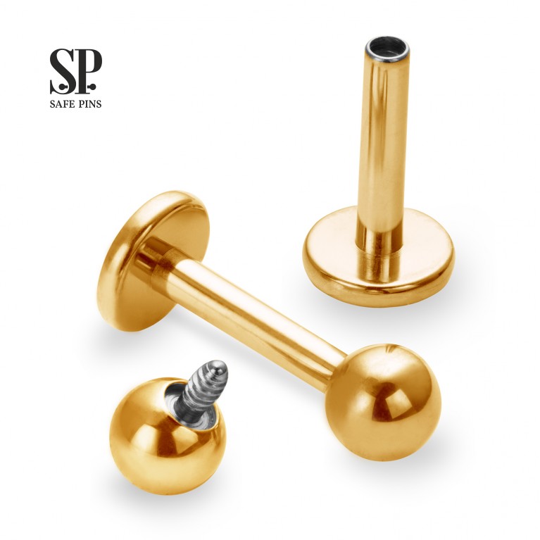 Лабрет интернальный Gold PVD (диск 4 мм)