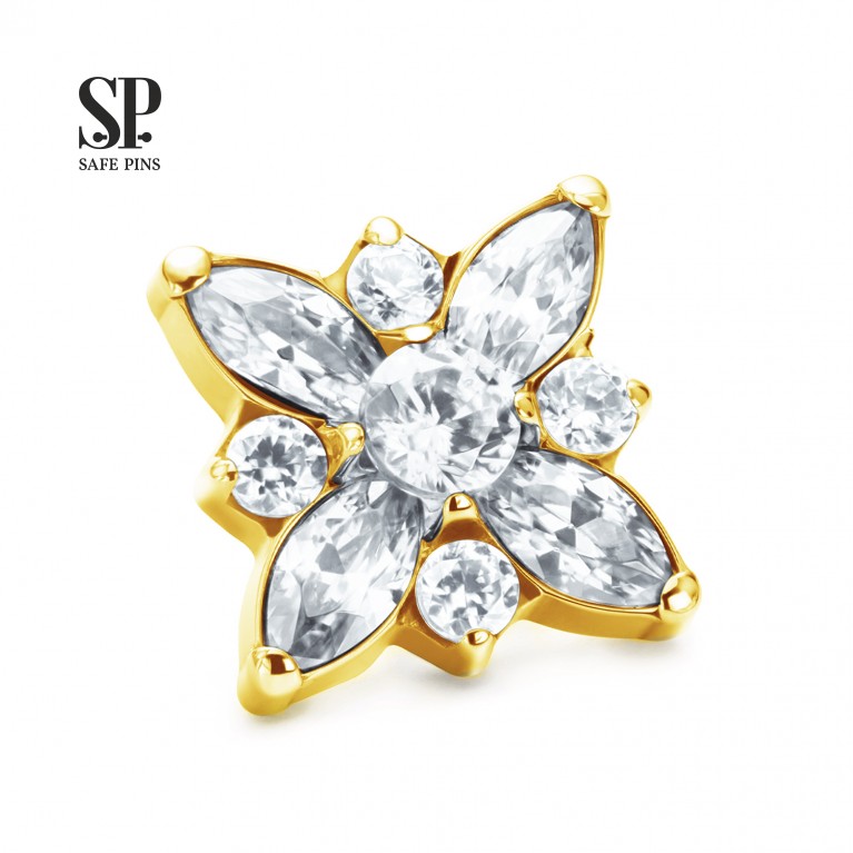 Накрутка Marquise Flower с кристаллами Clear CZ (Gold PVD)