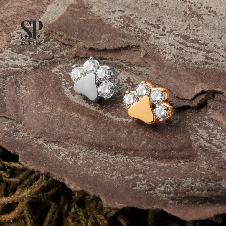 Накрутка Paw с кристаллами Clear CZ