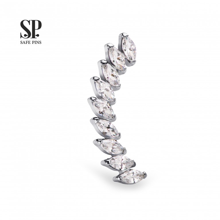 Кластер Nine Marquise с кристаллами Clear CZ