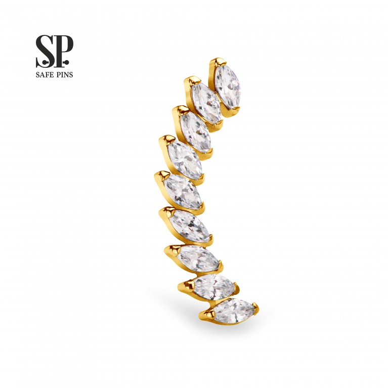 Кластер Nine Marquise с кристаллами Clear CZ