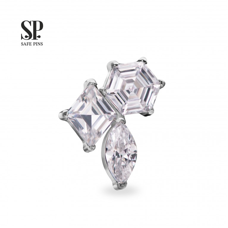 Кластер Three forms с кристаллами Clear CZ