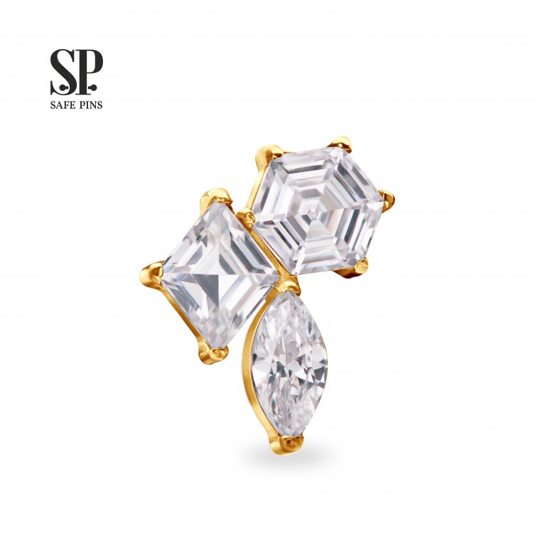 Кластер Three forms с кристаллами Clear CZ