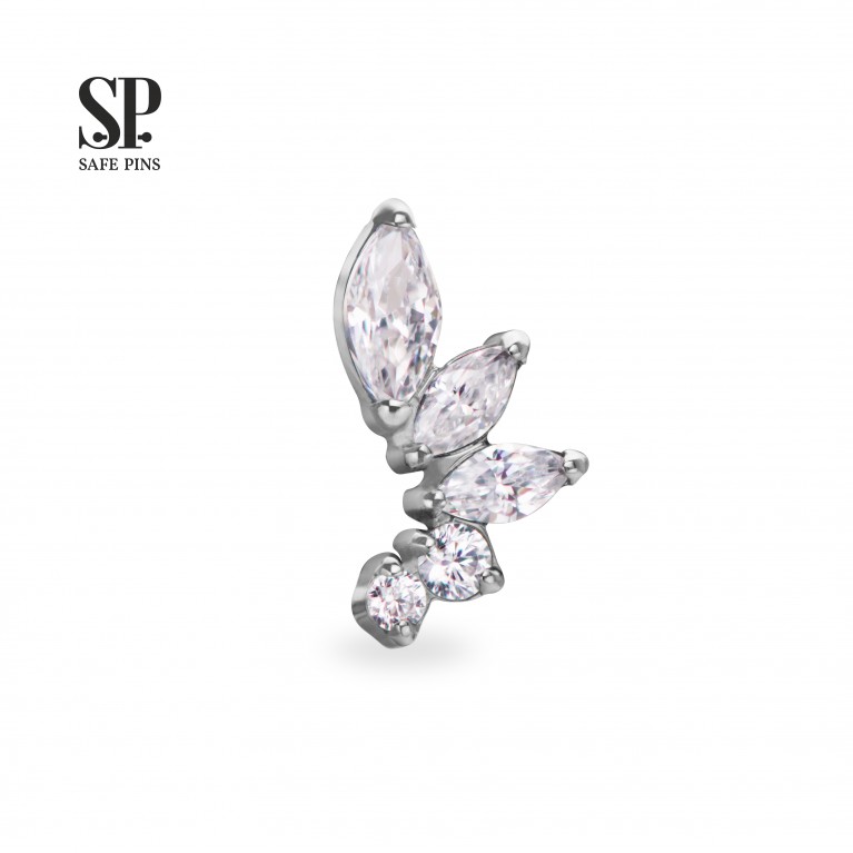 Кластер Marquise Coil с кристаллами Clear CZ