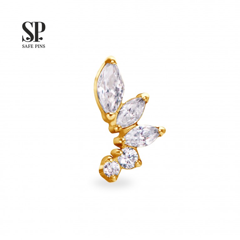 Кластер Marquise Coil с кристаллами Clear CZ