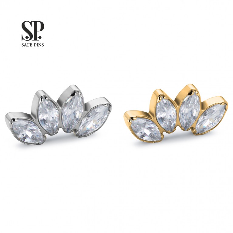 Кластер Quadruple Marquise (ver.3) с кристаллами Clear CZ