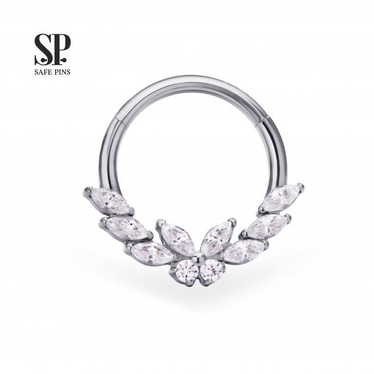 Кликер Marquise Butterfly с кристаллами Clear CZ