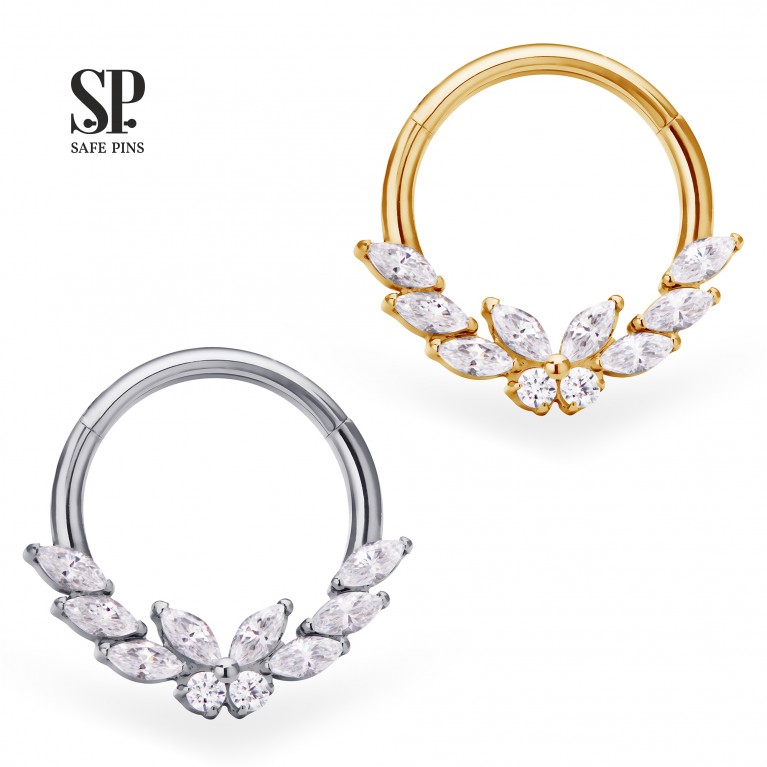 Кликер Marquise Butterfly с кристаллами Clear CZ