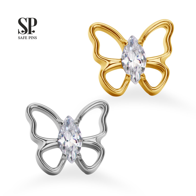Накрутка Marquise Butterfly с кристаллом Clear CZ