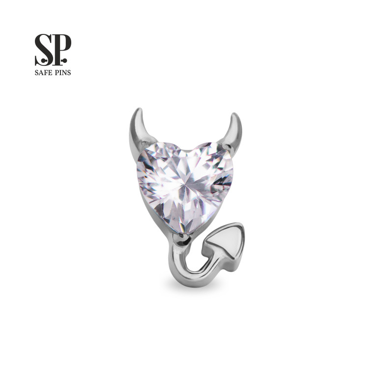 Накрутка Devil Heart с кристаллом Clear CZ