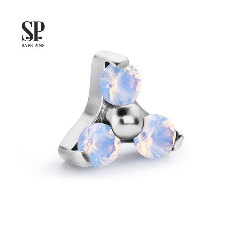 Накрутка трилистник с кристаллами White opal CZ