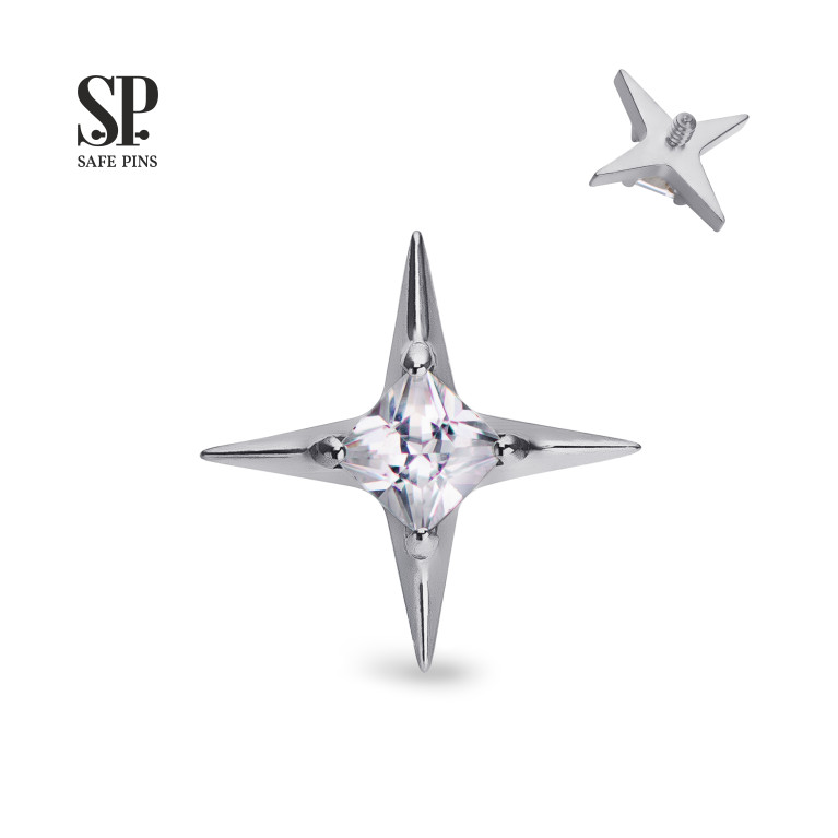 Накрутка Star с кристаллом Clear CZ