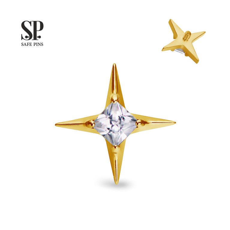 Накрутка Star с кристаллом Clear CZ