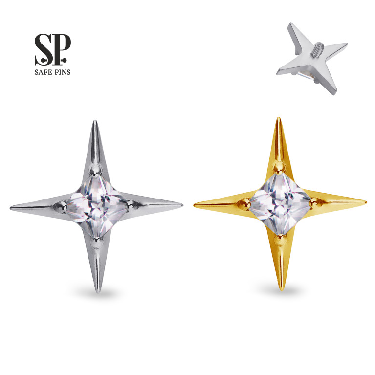 Накрутка Star с кристаллом Clear CZ